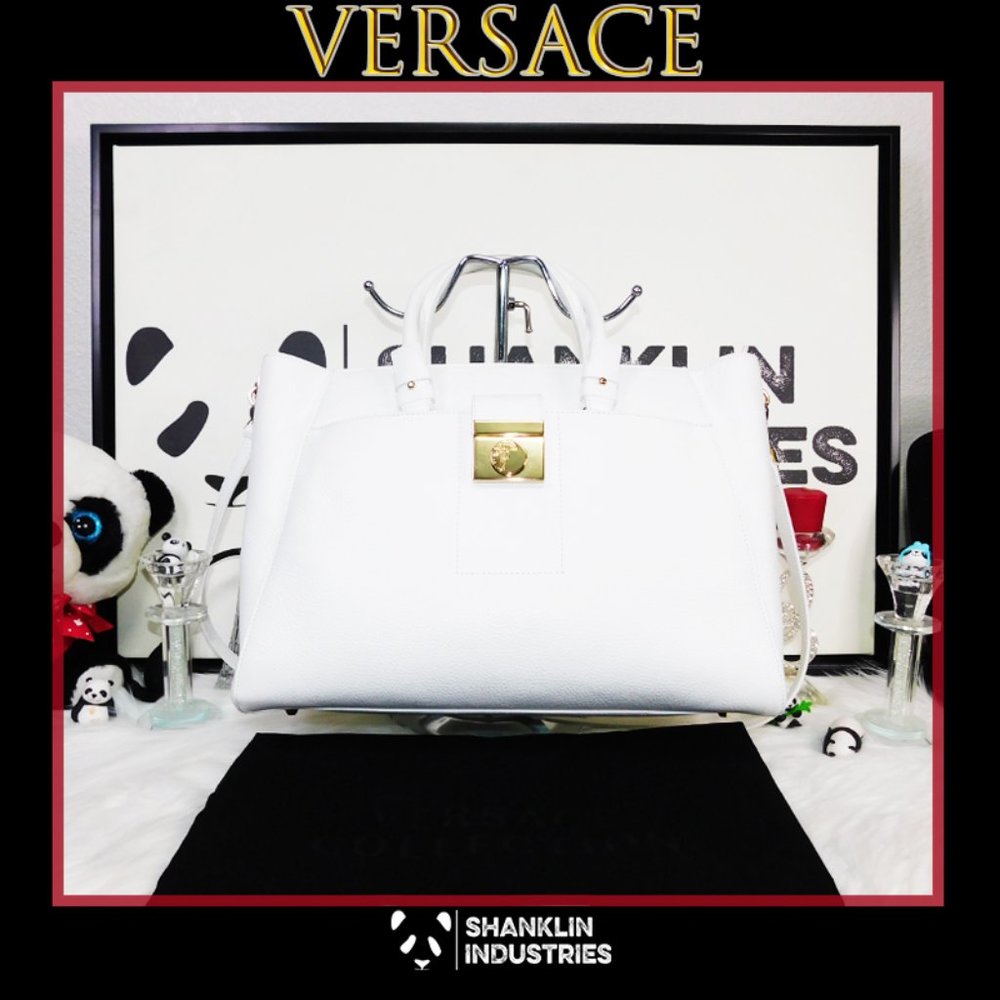 🤍🐼VERSACE COLLECTION🐼🤍 Large Premium Pebbled Leather Satchel